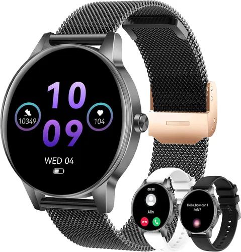 Relojes inteligentes para hombres y mujeres (respuesta/hacer llamadas), pantalla HD de 1.27 pulgadas con monitor de frecuencia cardíaca/sueño, más