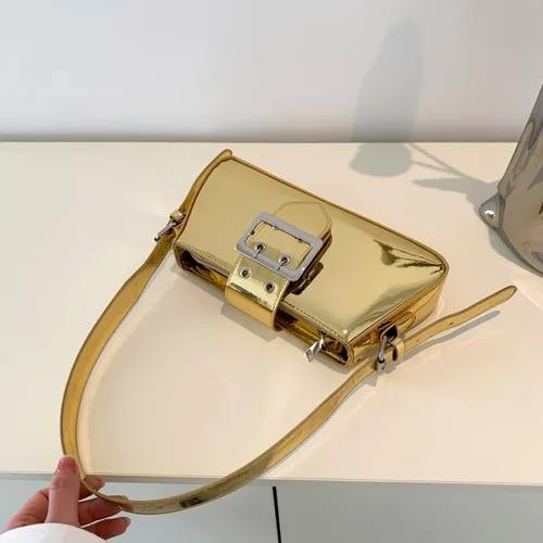 Miniatura 5 de Monederos metálicos para mujer, bolso de noche, bolso plateado, Y2K, brillante hobo cruzado, bolso de hombro, bolso de mano