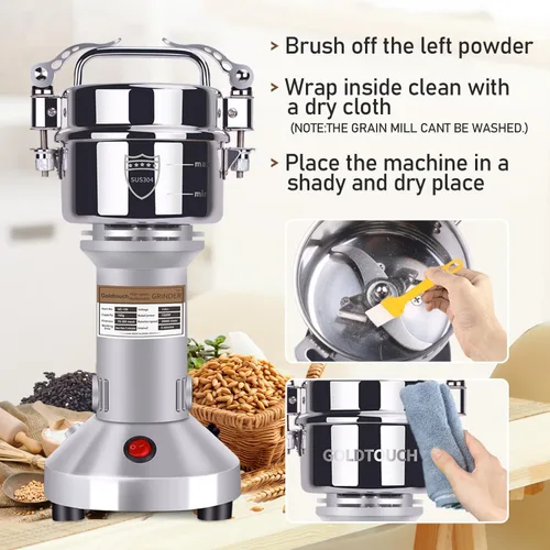 Miniatura 8 de Goldtouch Molinillo de Grano de 150g Molinillo 1500W Eléctrico de Acero Inoxidable Molinillo de Grano Pulverizador de Alta Velocidad Máquina