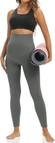 Miniatura 3 de XNHAN Leggings de maternidad para uso diario sobre el vientre con bolsillos, pantalones elásticos de yoga para embarazo, ropa deportiva cómoda