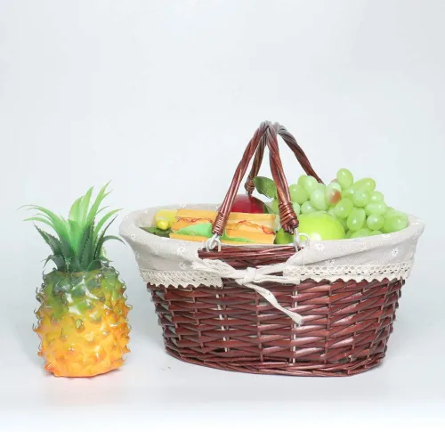 Miniatura 2 de Cestas de regalo de mimbre vacías Cesta de picnic tejida ovalada de sauce Cesta de dulces de Pascua Cesta de vino con asa Cesta de huevos Reunión