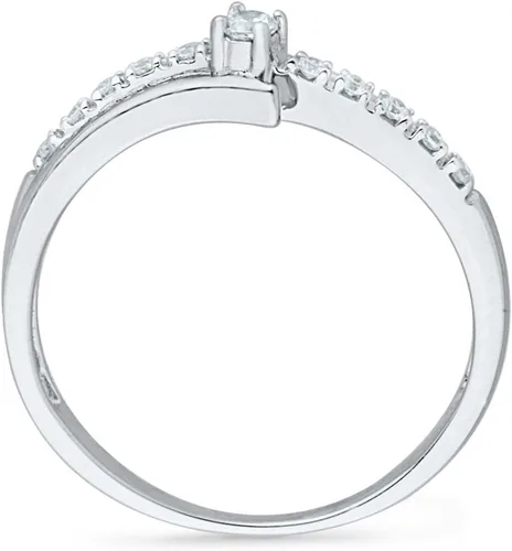 Miniatura 3 de Anillo de compromiso de oro blanco de 10 quilates con diamantes redondos (0,12 cttw)