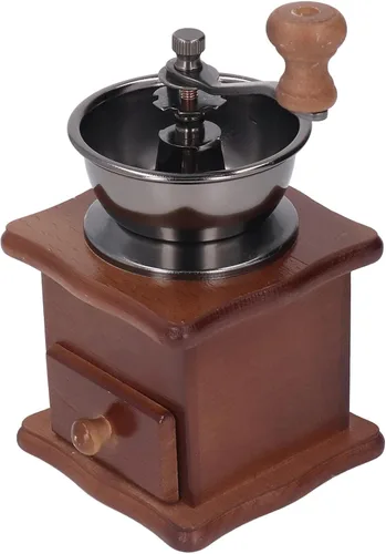 Miniatura 2 de Oumefar Molinillo de café manual, fácil de operar, molinillo de café manual, base de madera retro, núcleo de acero inoxidable, ajustable