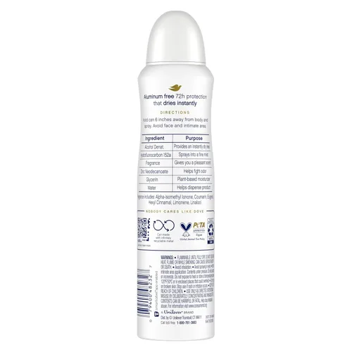 Miniatura 2 de Dove Desodorante en aerosol sin aluminio para mujer, 3 unidades de coco y jazmín rosa, 72 horas, protección contra olores, 4 onzas