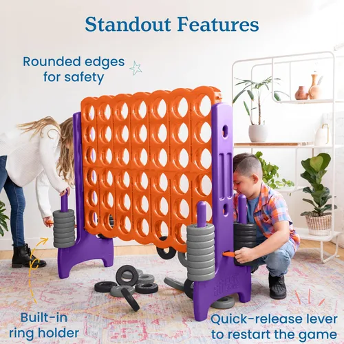 Miniatura 6 de ECR4Kids Jumbo 4-To-Score, Juego Gigante, Naranja, Púrpura Anaranjado/Púrpura