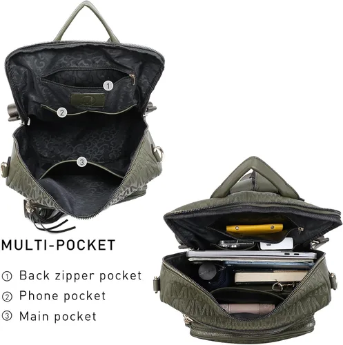 Miniatura 35 de MKP COLLECTION Mochila de moda para mujer, bolsa convertible grande para mujer, mochila de viaje, bolsa de hombro, juego de 2 piezas con borla, Beige