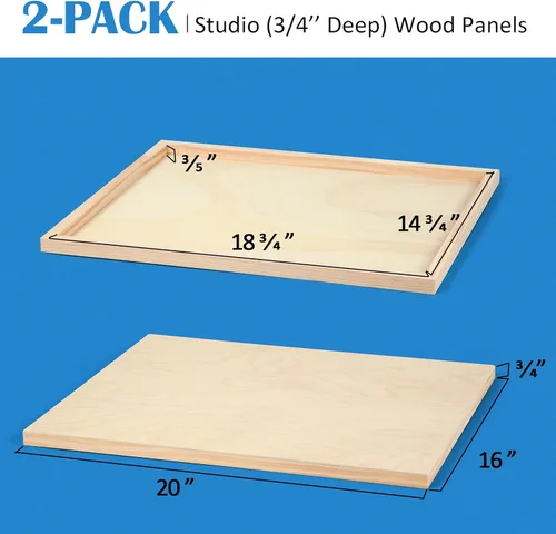 Miniatura 5 de Falling in Art - Juego de paneles de lienzo de madera de abedul sin terminar, paquete de 2 tablas de cuna de 16 x 20 pulgadas de profundidad
