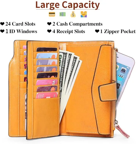 Miniatura 3 de SENDEFN - Cartera de cuero para mujer, portatarjetas con bloqueo RFID, monedero para mujer con cierre