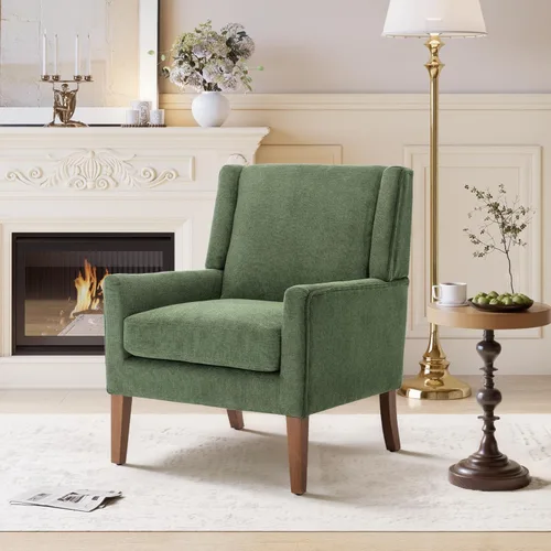 Miniatura 16 de Sillas de acento para sala de estar, sillas de sala de estar de madera y tela de mediados de siglo, sillón con brazos, sillas auxiliares para sala