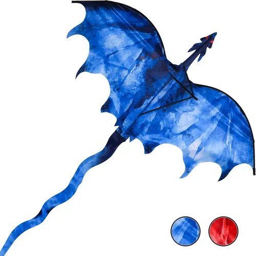Ice Dragon - Cometa enorme de 54 pulgadas para niños y adultos, cuerda de una sola línea fácil de volar con cola de 160 pulgadas para viajes a la