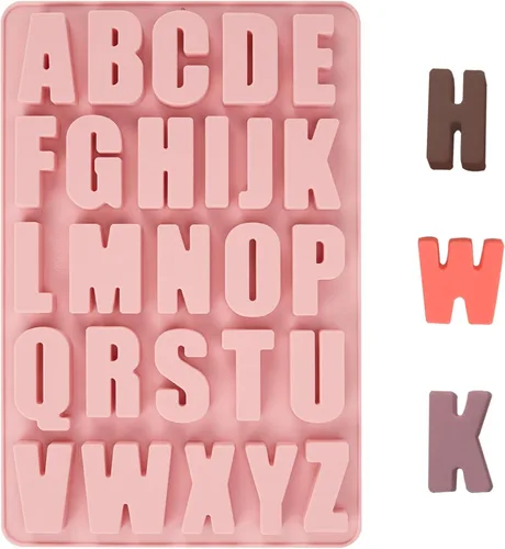 1 molde de silicona con letras del alfabeto de chocolate con 26 cavidades, moldes de letras para chocolate, dulces, pasteles, galletas, gran
