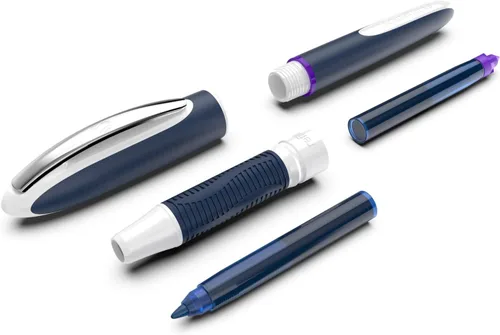 Miniatura 4 de Schneider One Change 183708 - Bolígrafo de punta ultra suave de 0.024 in, barril azul/blanco, tinta violeta, caja de 5 bolígrafos (183708), morado