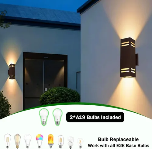 Miniatura 5 de iYogaled Lámpara de pared para exteriores del anochecer al amanecer, con certificación ETL, diseño cuadrado de aluminio impermeable para montaje
