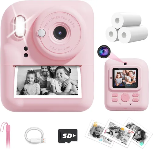 JOYJAM Cámara para niños con impresión instantánea, cámara digital de selfie de doble lente mejorada para niños, HD 1080P, juguetes de regalo de