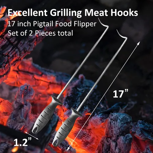 Miniatura 4 de Aletas de comida de 17 pulgadas, tamaño único, aletas de carne de acero inoxidable (juego de 2)