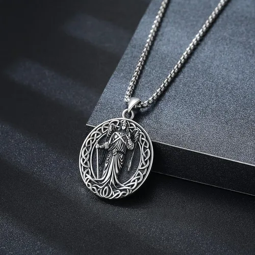 Miniatura 401 de Collar con colgante de plata de ley 925 con medalla de San Patrón, joyería religiosa para hombres y mujeres, con cadena de acero inoxidable 316L
