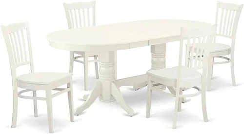 Miniatura 11 de East West Furniture VAGR9-OAK-W Juego de mesa de comedor de 9 piezas incluye una mesa de madera ovalada con hoja de mariposa y 8 sillas de comedor