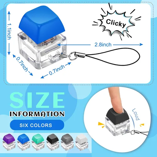 Miniatura 2 de Taiyin - 6 piezas de teclado, teclado clicker, llavero para la ansiedad con botón de descompresión, botón de clicker, juguetes para aliviar el Oscuro
