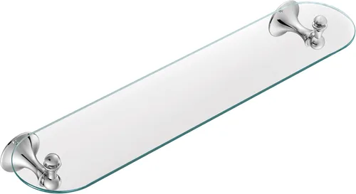 Moen DN7790CH Lounge - Estante decorativo de cristal para tocador de baño, 24 pulgadas de ancho x 5 pulgadas de profundidad, color cromado Cromo