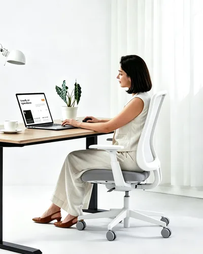 ProtoArc Silla de oficina ergonómica – Silla de malla flexible para mujer, asiento deslizante de espuma, reclinable de 125°, sillas de escritorio