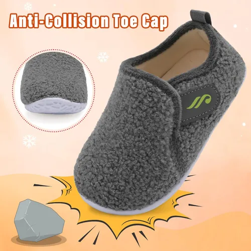 Miniatura 5 de JIASUQI Pantuflas mullidas para niños pequeños, zapatos cálidos para la casa para niños y niñas