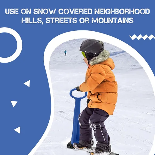 Miniatura 6 de Geospace Winter Fun - Patinete de nieve plegable, patinaje de esquí, trineo de nieve, snowboard para niños con 2 luces LED, tabla de arena portátil