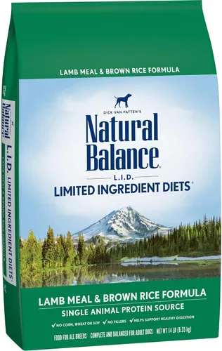 Miniatura 24 de Natural Balance Alimento seco para perros adultos de ingredientes limitados con granos saludables, receta de cordero y arroz integral, 12 libras