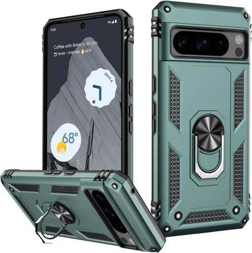 Miniatura 18 de LUMARKE Funda para Google Pixel 5 con protector de pantalla, pasa 16 pies, probada en caídas, grado militar, con soporte de anillo magnético, Rojo