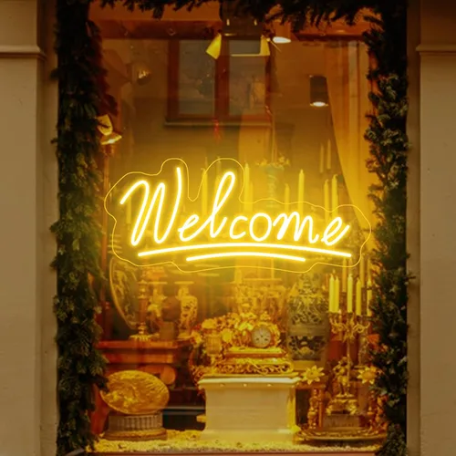 Miniatura 7 de Letrero de neón de bienvenida con luz LED de neón para negocios, letrero de negocios para ventana de tienda, tienda de vidrio, floristas, bares