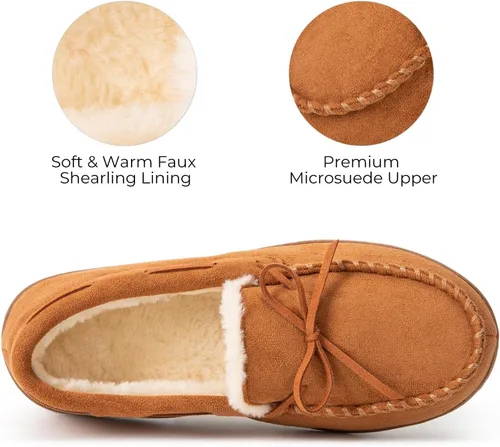 Miniatura 5 de HomeTop Mocasines para mujer, pantuflas de espuma viscoelástica para interiores y exteriores, zapatos para mujer