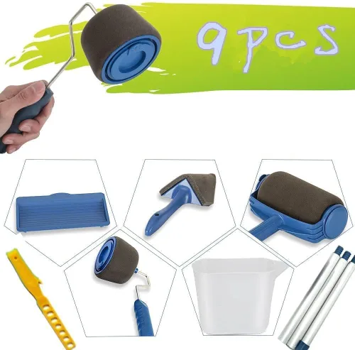 Miniatura 5 de TOURACE® Juego de 9 rodillos de pintura con varillas, rodillo de pintura Pro transforma tu habitación en pocos minutos, decora rápidamente