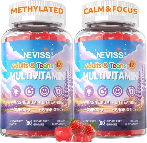 Miniatura 11 de NEVISS Gomitas multivitamínicas metiladas para adolescentes de 12 a 17 años con glicinato de magnesio, omega-3, L-teanina para adolescentes, niños