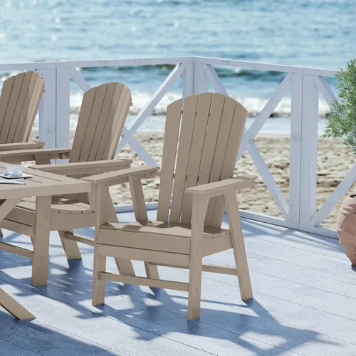 Miniatura 54 de WestinTrends Malibu Outdoor Patio HDPE Adirondack Silla de comedor para patio, color negro