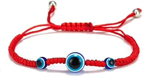 Miniatura 4 de 5-6 pulseras de cábala con cuerda contra el mal de ojo, tejido a mano, ajustable de cuerda roja, hilo trenzado, pulsera de Fátima de mano, dije