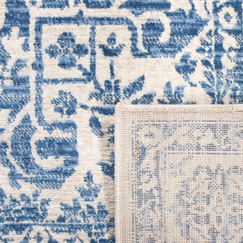 Miniatura 5 de SAFAVIEH - Alfombra de la colección Brentwood - 6' x 9', azul marino y gris claro, diseño envejecido con medallón, no desprende pelusa y fácil azul