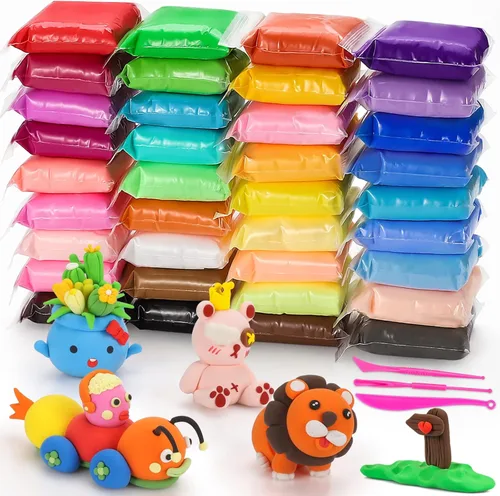 Miniatura 8 de CiaraQ Kit de arcilla seca al aire – Arcilla de modelado de 24 colores con herramientas de escultura para manualidades y proyectos de bricolaje