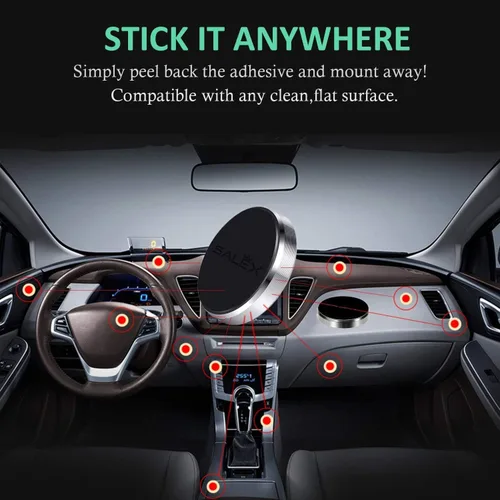 Miniatura 6 de SALEX Soportes magnéticos para teléfono, paquete de 2 con adhesivo 3M. Soporte plano negro para teléfono celular para tablero de automóvil, camión