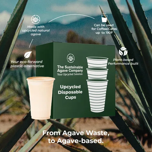 Miniatura 5 de Vasos de Fibra de Agave Dulce de The Sustainable Agave Company, 12 oz, 50 Unidades, a Base de Plantas, Hechos con Materiales Reciclados, Beige