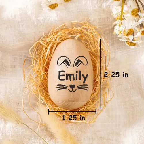 Miniatura 3 de Huevos de Pascua de madera personalizados con nombre para niños, rellenos de cesta grabados personalizados, regalos de Pascua cristianos para niños