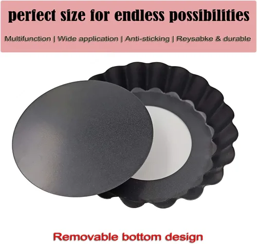 Miniatura 2 de Moldes para quiche, mini sartén para tartas con parte inferior extraíble, moldes pequeños antiadherentes para hornear, 4 pulgadas, juego de 6