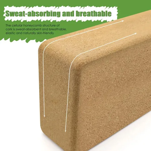 Miniatura 3 de Bloques de yoga de corcho, corcho natural, alta densidad con superficie antideslizante, accesorios ecológicos para mujeres, ideales para yoga