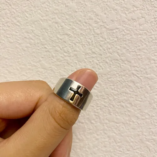 Miniatura 2 de Anillos de banda ancha de plata de ley 925 vintage hechos a mano para mujeres/hombres, anillo ajustable para el pulgar