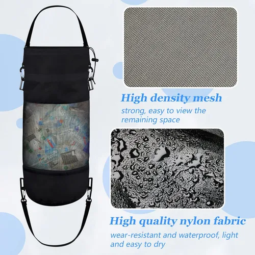 Miniatura 4 de Paquete de 2 accesorios portátiles para barcos, bolsas de basura de malla, contenedor de basura para barco, kayak, cámper, pesca, cabina, Blanco