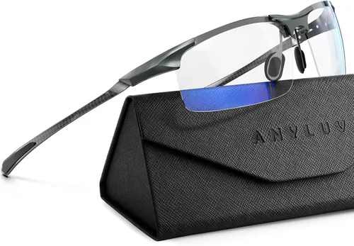 Miniatura 8 de ANYLUV Gafas de luz azul para hombre: gafas de bloqueo de luz azul de fibra de carbono ligeras anti para protección ocular