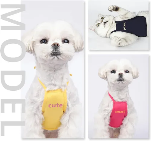 Miniatura 5 de MANON ROSA Ropa para gatos, juego de 3 piezas de delantal impermeable protector de vientre, chaleco protector de pecho para perros, gatos, gatitos