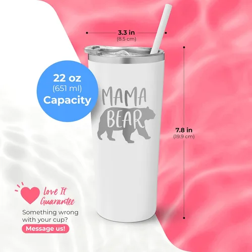 Miniatura 5 de Taza de viaje de acero inoxidable con aislamiento al vacío con tapa, popote y día de la madre, regalo para la nueva mamá, el mejor regalo para mamá