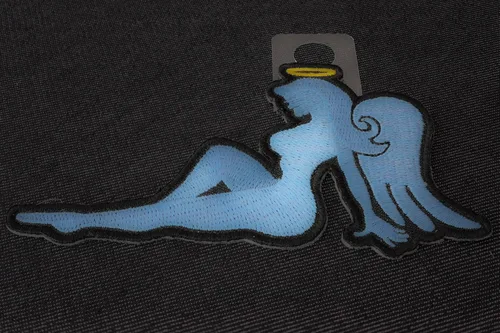 Miniatura 5 de Parche de niña ángel azul – 4 x 2.6 pulgadas – Parche bordado para planchar (P6150)