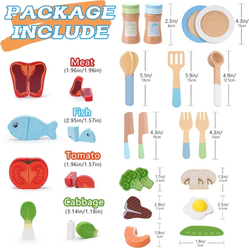Miniatura 2 de Accesorios de cocina de juguete, juego de cocina de madera, juego de cocina de simulación para niños, incluye estufa, ollas y sartenes de cocina