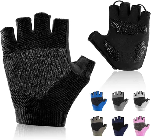 Guantes de ciclismo para hombres y mujeres, guantes de bicicleta de medio dedo, para ciclismo, gimnasio, levantamiento de pesas, remo, motocicleta y