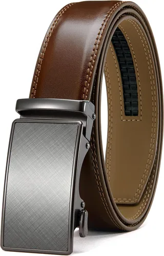 Miniatura 27 de CHAOREN - Cinturón para hombre - Cinturón de trinquete de cuero de 1 3/8 pulgadas para pantalones de vestir - Cinturón micro ajustable que se adapta